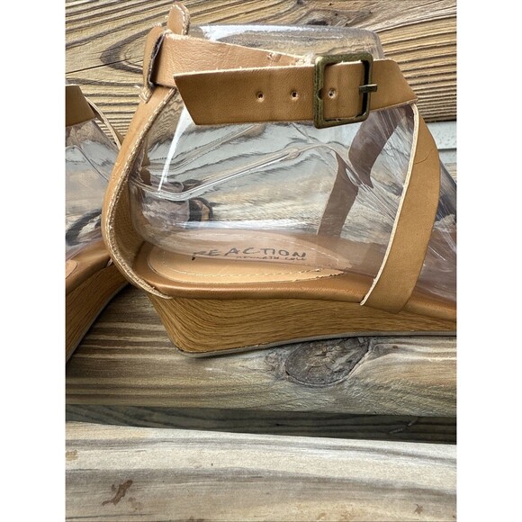 Kenneth Cole Reaction Black/Tan Wedge 1 Inch Sandals Size 7.5 - Picture 6 of 7